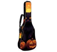Custodia per chitarra acustica con due tasche, motivo zucca di Halloween Cat 77, resistente all'acqua, doppia tracolla regolabile, Gatto zucca di Halloween, 42.9x16.9x4.7 in, Design elegante