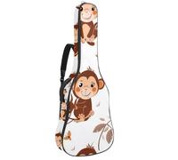 Custodia per chitarra acustica con due tasche per chitarra, motivo scimmie dei cartoni animati, resistente all'acqua, doppia tracolla regolabile, Piccole scimmie dei, 42.9x16.9x4.7 in, Design elegante