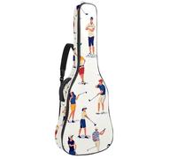 Custodia per chitarra acustica con due tasche per chitarra, simpatiche piccole persone che giocano a golf, resistente all'acqua, doppia tracolla regolabile, custodia per chitarra, Carino Little People