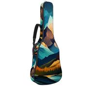 Custodia per chitarra acustica con due tasche, resistente all'acqua, doppia tracolla regolabile, Arte Montagne Distanti, 42.9x16.9x4.7 in, Design elegante