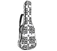 Custodia per chitarra acustica con due tasche, senza cuciture, tradizionale, resistente all'acqua, doppia tracolla regolabile, Seamless Tradizione Greca Chiave, 42.9x16.9x4.7 in, Design elegante