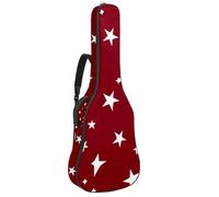 Custodia per chitarra acustica con due tasche, stampa bianca con stelle rosse 87, resistente all'acqua, doppia tracolla regolabile, Stampa Stella Bianca Rossa, 42.9x16.9x4.7 in, Design elegante