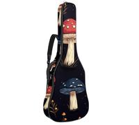 Custodia per chitarra acustica con due tasche, stampa estetica a fungo 111, resistente all'acqua, doppia tracolla regolabile, Stampa Estetica Funghi, 42.9x16.9x4.7 in, Design elegante