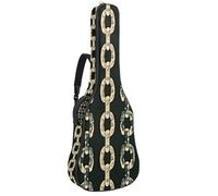 Custodia per chitarra acustica con due tasche, stampa vintage a catena, resistente all'acqua, doppia tracolla regolabile, Stampa Vintage Chain, 42.9x16.9x4.7 in, Design elegante
