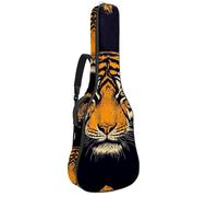 Custodia per chitarra acustica con due tasche, stampa Wild Tiger dipinta a mano, resistente all'acqua, doppia tracolla regolabile, Stampa tigre selvatica dipinta a mano, 42.9x16.9x4.7 in, Design