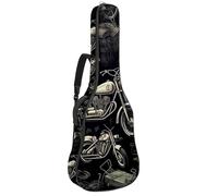 Custodia per chitarra acustica con due tasche, stile vintage, modello moto 40, resistente all'acqua, doppia tracolla regolabile, Modello Moto Vintage, 42.9x16.9x4.7 in, Design elegante