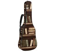 Custodia per chitarra acustica con due tasche, vintage, con scaffali per biblioteca, libri antichi, resistente all'acqua, doppia tracolla regolabile, custodia per chitarra, Biblioteca Vintage Scaffali
