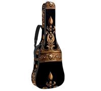 Custodia per chitarra acustica con due tasche, vintage Golden Royal Crown 63, resistente all'acqua, doppia tracolla regolabile, Corona reale dorata vintage, 42.9x16.9x4.7 in, Design elegante