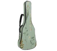 Custodia per chitarra acustica con libellule dorate con ali scintillanti su sfondo nero, imbottitura spessa 1 cm, impermeabile, con doppia tracolla regolabile per chitarra da 101,2 a 107,9 cm