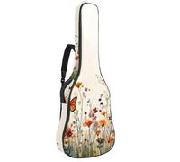 Custodia per chitarra acustica con libellule dorate con ali scintillanti su sfondo nero, imbottitura spessa 1 cm, impermeabile, con doppia tracolla regolabile per chitarra da 101,2 a 107,9 cm