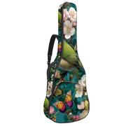 Custodia per chitarra acustica con libellule dorate con ali scintillanti su sfondo nero, imbottitura spessa 1 cm, impermeabile, con doppia tracolla regolabile per chitarra da 101,2 a 107,9 cm