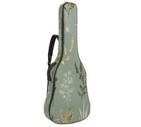 Custodia per chitarra acustica con libellule dorate con ali scintillanti su sfondo nero, imbottitura spessa 1 cm, impermeabile, con doppia tracolla regolabile per chitarra da 101,2 a 107,9 cm