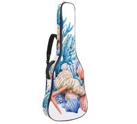 Custodia per chitarra acustica, custodia morbida con 2 tasche e passante posteriore per gancio per basso elettrico da 40, 41 e 42 pollici, acquerello, colorato, blu, rosa, fiori selvatici e farfalle