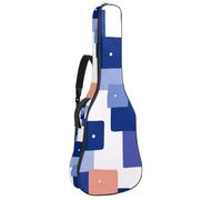 Custodia per chitarra acustica, custodia universale per chitarre da 40/41/42 pollici, custodia impermeabile con strato protettivo, zaino per chitarra, motivo geometrico quadrato blu, Multicolore,