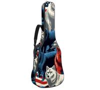 Custodia per chitarra acustica da 40/41/42 pollici, impermeabile, con scomparto per accessori, strato protettivo, tasche multiple, animali bandiera americana, Multicolore, 42.9x16.9x4.7 in, Borsa per