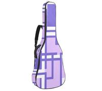 Custodia per chitarra acustica da 40/41/42 pollici, impermeabile, con strato protettivo in spugna, tasche multiple, motivo geometrico quadrato viola, Multicolore, 42.9x16.9x4.7 in, Borsa per chitarra