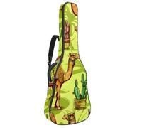 Custodia per chitarra acustica di dimensioni standard, imbottitura spessa 1 cm, impermeabile, 40 41 42 pollici, cammelli in diverse pose e cactus, Multicolore 02, 42.9x16.9x4.7 in, Zaino casual