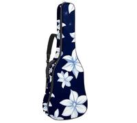 Custodia per chitarra acustica estetica con fiori bianchi stellati 113 41 42 pollici con tracolla regolabile borsa per chitarra con gancio posteriore, adatta per chitarre elettriche, basso, chitarre