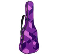 Custodia per chitarra acustica, grande, 101/104/106 cm, impermeabile, con strato protettivo in spugna, motivo geometrico quadrato viola, Multicolore, 42.9x16.9x4.7 in, Borsa per chitarra