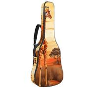 Custodia per chitarra acustica, grande, bella custodia per chitarra da 101/104/106 cm, impermeabile, con spugna protettiva, tasche multiple, giraffa carina, Multicolore, 42.9x16.9x4.7 in, Borsa per