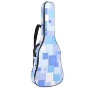 Custodia per chitarra acustica, grande borsa universale per chitarra da 40/41/42 pollici, impermeabile, con strato protettivo e tasche multiple, motivo geometrico quadrato blu, Multicolore,