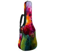 Custodia per chitarra acustica, grande custodia universale per chitarra da 40/41/42 pollici, custodia impermeabile con protezione migliorata, tasche multiple, fiori di cactus rosa, Multicolore,