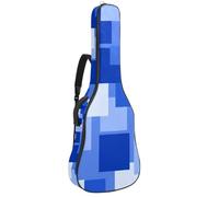 Custodia per chitarra acustica, grande, universale, impermeabile, con strato protettivo, motivo geometrico quadrato blu, Multicolore, 42.9x16.9x4.7 in, Borsa per chitarra