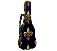 Custodia per chitarra acustica, imbottitura spessa 1 cm, in tessuto Oxford impermeabile, per basso elettrico da 40 a 42 pollici, motivo giglio nero dorato, Multicolore 02, 42.9x16.9x4.7 in, Zaino