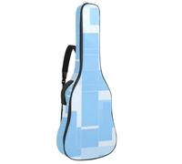 Custodia per chitarra acustica, impermeabile, 101/104/106 cm, tasche multiple, strato protettivo in spugna, motivo geometrico quadrato blu, Multicolore, 42.9x16.9x4.7 in, Borsa per chitarra