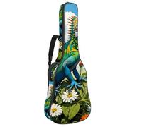 Custodia per chitarra acustica, impermeabile, adatta per chitarra da 40/41/42 pollici, custodia protettiva con tasche multiple, zaino per chitarra, graziosa lucertola e fiore, Multicolore,