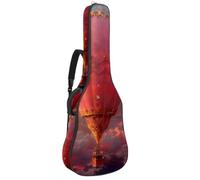 Custodia per chitarra acustica, impermeabile, adatta per chitarra da 40/41/42 pollici, grande borsa universale per chitarra con strato protettivo, tasche multiple, motivo con mongolfiera rosa,