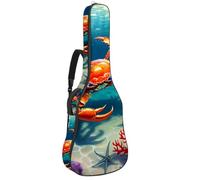 Custodia per chitarra acustica, impermeabile, con tasche multiple, per chitarra acustica da 40/41/42 pollici, granchio carino, Multicolore, 42.9x16.9x4.7 in, Borsa per chitarra