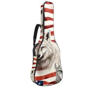 Custodia per chitarra acustica, impermeabile, per chitarra da 40/41/42 pollici, con scomparto per accessori, bandiera americana, Multicolore, 42.9x16.9x4.7 in, Borsa per chitarra