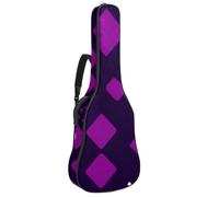 Custodia per chitarra acustica, impermeabile, per chitarre da 40/41/42 pollici, con strato protettivo in spugna e tasche multiple, motivo geometrico quadrato viola, Multicolore, 42.9x16.9x4.7 in,