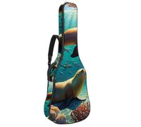 Custodia per chitarra, bella custodia per chitarra acustica da 40/41/42 pollici, archiviazione efficiente con design impermeabile, grazioso leone marino, Multicolore, 42.9x16.9x4.7 in, Borsa per