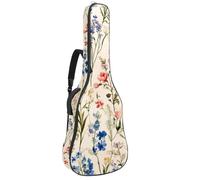 Custodia per chitarra da 100 a 106 cm, spessa 1 cm, morbida imbottitura in spugna per chitarra acustica, elettrica, basso, chitarra classica, acquerello, fiori selvatici, erbe, farfalle e libellule