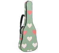 Custodia per chitarra da 100 a 106 cm, spessa 1 cm, morbida imbottitura in spugna per chitarra acustica elettrica, basso classico, cuori di San Valentino su sfondo verde salvia, Multicolore 01