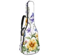 Custodia per chitarra da 100 a 106 cm, spessa 1 cm, morbida imbottitura in spugna per chitarra acustica, elettrica, basso, chitarra classica, acquerello, fiori selvatici, erbe, farfalle e libellule
