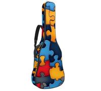 Custodia per chitarra da 100 cm, 100 cm, morbida imbottitura in spugna spessa 1 cm, custodia per chitarra acustica, elettrica, basso, classica, motivo puzzle colorato senza cuciture, Multicolore 01