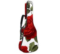 Custodia per chitarra da 100 cm, 106 cm, morbida imbottitura in spugna spessa 1 cm, custodia per chitarra acustica elettrica, basso classico, libellula rossa con vernice ad acquerello rosso, blu e