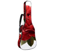 Custodia per chitarra da 100 cm, 106 cm, morbida imbottitura in spugna spessa 1 cm, custodia per chitarra acustica elettrica, basso classico, libellula rossa con vernice ad acquerello rosso, blu e