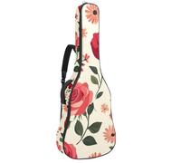 Custodia per chitarra da 100 cm, 106 cm, morbida imbottitura in spugna spessa 1 cm, custodia per chitarra acustica elettrica, basso classico, libellula rossa con vernice ad acquerello rosso, blu e