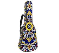 Custodia per chitarra da 104 cm, doppia tracolla regolabile, custodia per chitarra acustica, classica, tradizionale, con piastrelle, mandala, custodia impermeabile in tessuto Oxford con spugna spessa,