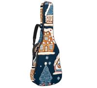Custodia per chitarra di dimensioni standard, custodia impermeabile per chitarra acustica classica, bastoncini di zucchero natalizi e fiocchi di neve, Multicolore 08, 42.9x16.9x4.7 in, Zaino casual