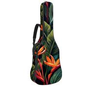Custodia per chitarra di dimensioni standard, custodia impermeabile per chitarra acustica classica elettrica, fiori esotici tropicali con tucano, Multicolore 10., 42.9x16.9x4.7 in, Zaino casual
