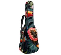 Custodia per chitarra di dimensioni standard, custodia impermeabile per chitarra acustica classica elettrica, fiori esotici tropicali con tucano, Multicolore 01, 42.9x16.9x4.7 in, Zaino casual
