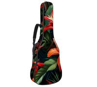 Custodia per chitarra di dimensioni standard, custodia impermeabile per chitarra acustica classica elettrica, fiori esotici tropicali con tucano, Multicolore 04, 42.9x16.9x4.7 in, Zaino casual