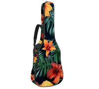 Custodia per chitarra di dimensioni standard, custodia impermeabile per chitarra acustica classica elettrica, fiori esotici tropicali con tucano, Multicolore 09, 42.9x16.9x4.7 in, Zaino casual