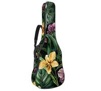 Custodia per chitarra di dimensioni standard, custodia impermeabile per chitarra acustica classica elettrica, fiori esotici tropicali con tucano, Multicolore 06, 42.9x16.9x4.7 in, Zaino casual