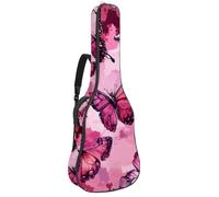 Custodia per chitarra di dimensioni standard, custodia impermeabile per chitarra acustica classica, elettrica, rosa, blu, fiori selvatici, foglie, libellule, farfalle, Multicolore 03, 42.9x16.9x4.7